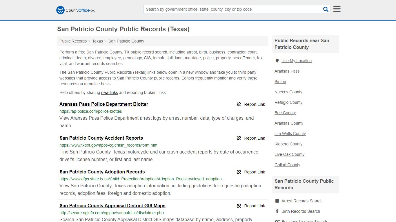 Public Records - San Patricio County, TX (Business, Criminal, GIS ...