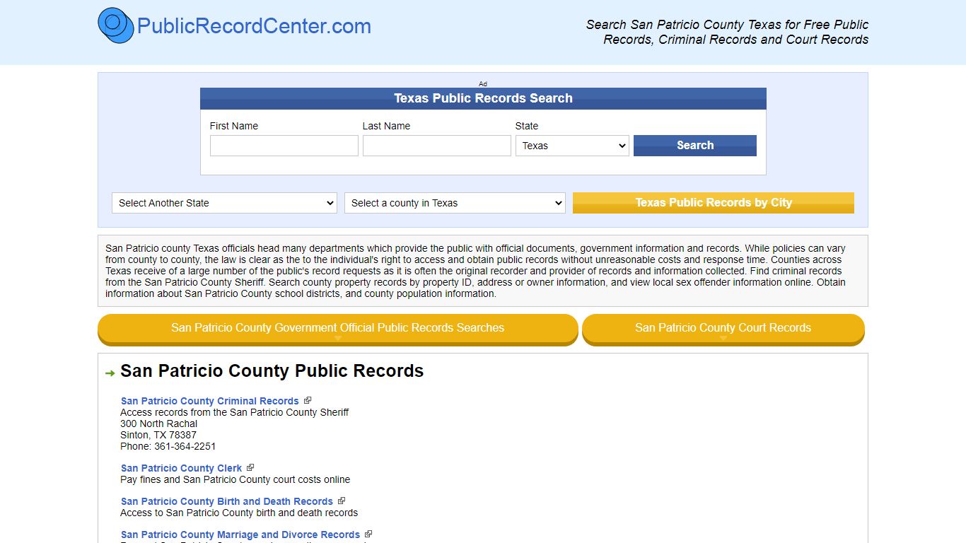 San Patricio County Texas Free Public Records - Court Records ...